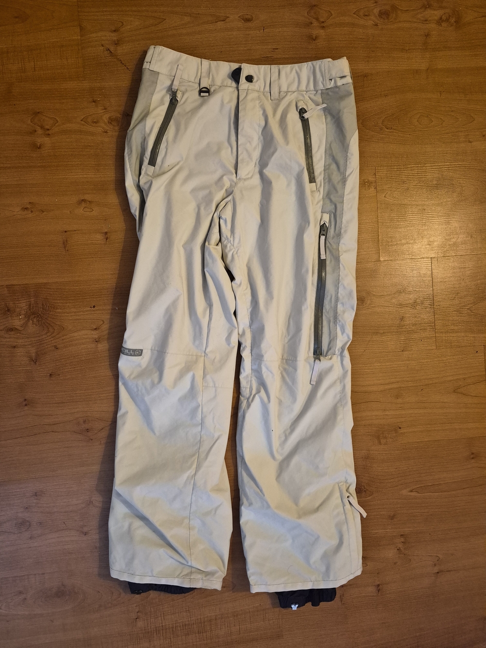 O'Neill Light White And Gray Men's Ski Pants with Zippered Pockets